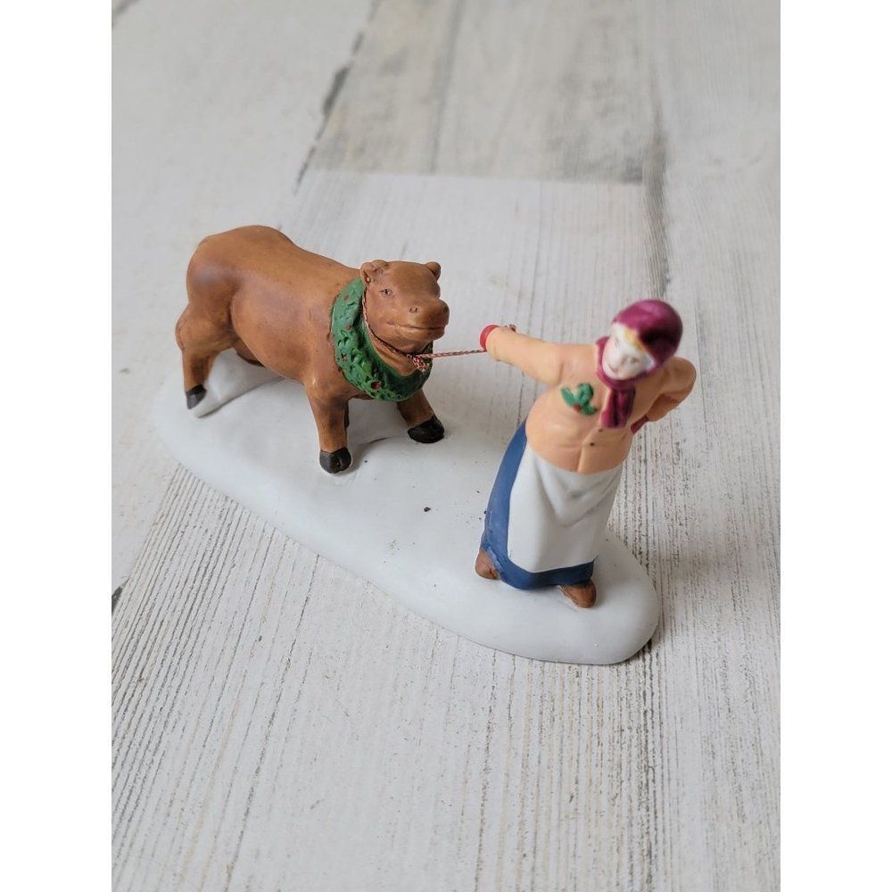 Lemax 1998 furry freeloader village accessory xmas‎ cow